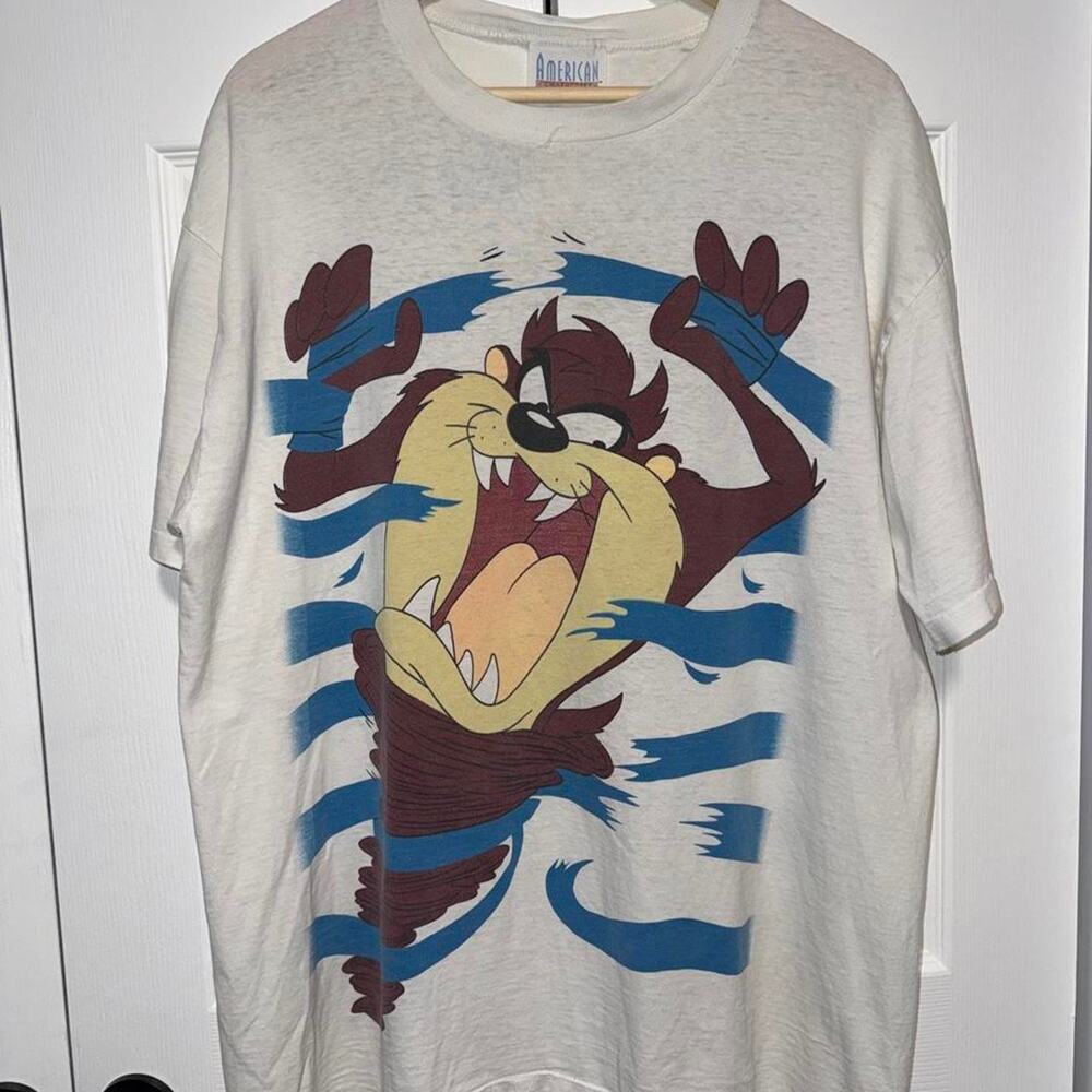 Vintage Rare 90s Tasmanian Devil Taz Aop Graphic Baggy T-Shirt Size XL